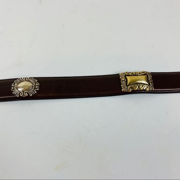 Fossil Brown Leather Belt w/Silver Details Size M - Picture 7 of 12